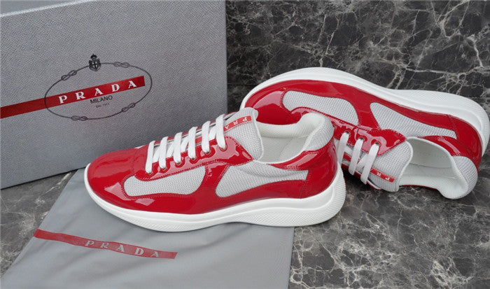 PRADA America's Cup Silver Sneakers - Red Unisex Streetwear Limited Edition