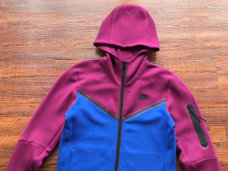 NIKE Tech Fleece Hoodie - Sangria - Game Royal - Red Unisex Streetwear Limited Edition