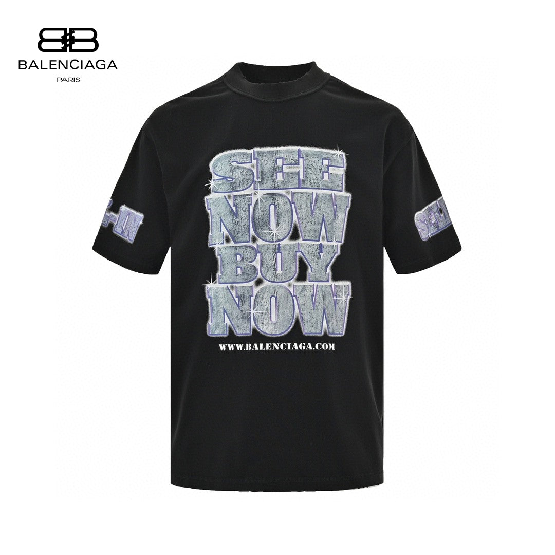Balenciaga T-shirt - Te - T And Graphic Design - Black Unisex Streetwear Limited Edition - <span>This Balenciaga t-shirt features a bold design with various texts and a graphic on the