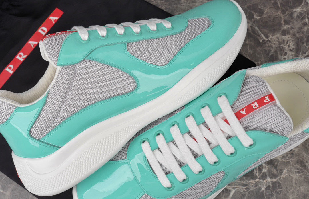 PRADA America's Cup Aquamarine Sneakers - Red Unisex Streetwear Limited Edition