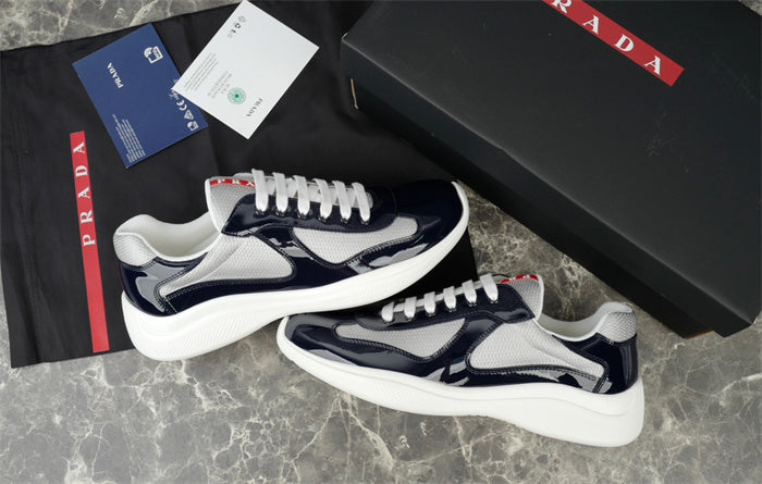 PRADA America's Cup Silver Sneakers - Navy Unisex Streetwear Limited Edition