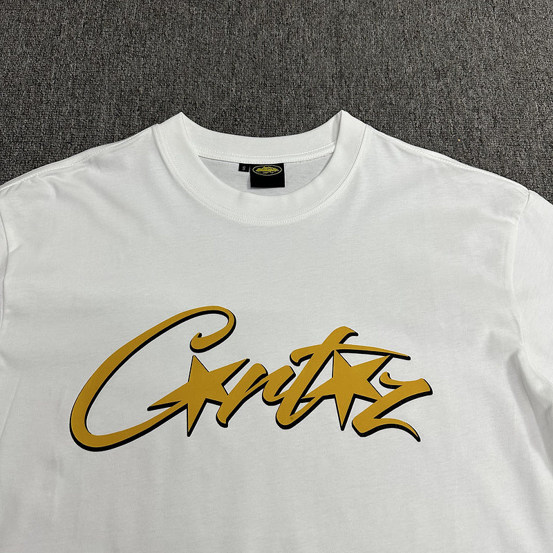 CORTEIZ Allstarz Tee Gold T-Shirt - White Unisex Streetwear Limited Edition - The CORTEIZ ALLSTARZ TEE WHITE GOLD - REPLICA is the perfect blend of minimalist elegance