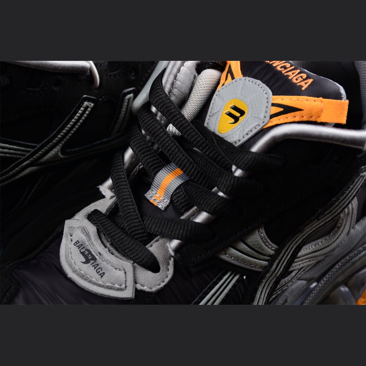 BALENCIAGA Runner - Grey Orange Sneakers - Black Unisex Streetwear Limited Edition - The Balenciaga Runner x Black Grey Orange sneakers showcase a striking blend of style and