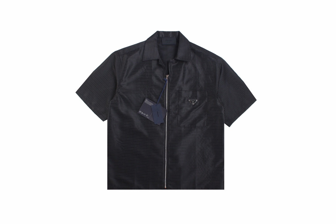 Prada Zip-up Shirt - Black Unisex Streetwear Limited Edition - <p dir='ltr'><span>A sleek Prada zip-up shirt featuring a minimalist design. Black color with a