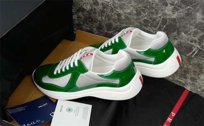 PRADA America's Cup Silver Sneakers - Green Unisex Streetwear Limited Edition