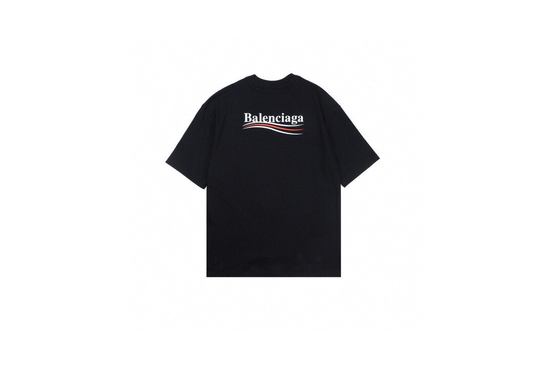 Balenciaga Wave Logo T-shirt (black) Unisex Streetwear Limited Edition - <p dir='ltr'><span>Classic black t-shirt featuring the iconic Balenciaga logo with wave accents in red