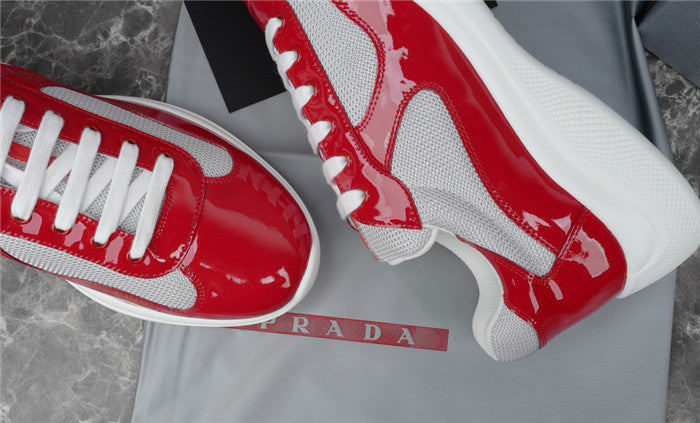 PRADA America's Cup Silver Sneakers - Red Unisex Streetwear Limited Edition