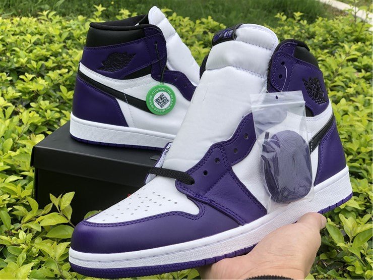 JORDAN 1 High - Court Purple Sneakers - White Unisex Streetwear Limited Edition