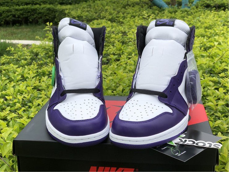 JORDAN 1 High - Court Purple Sneakers - White Unisex Streetwear Limited Edition