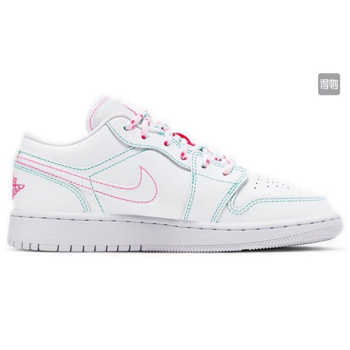 JORDAN 1 Low - Green Pink Sneakers - White Unisex Streetwear Limited Edition
