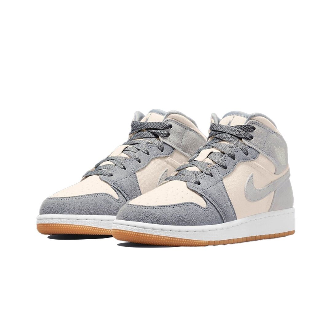 JORDAN 1 Mid Se - Coconut Milk Particle - Grey Unisex Streetwear Limited Edition