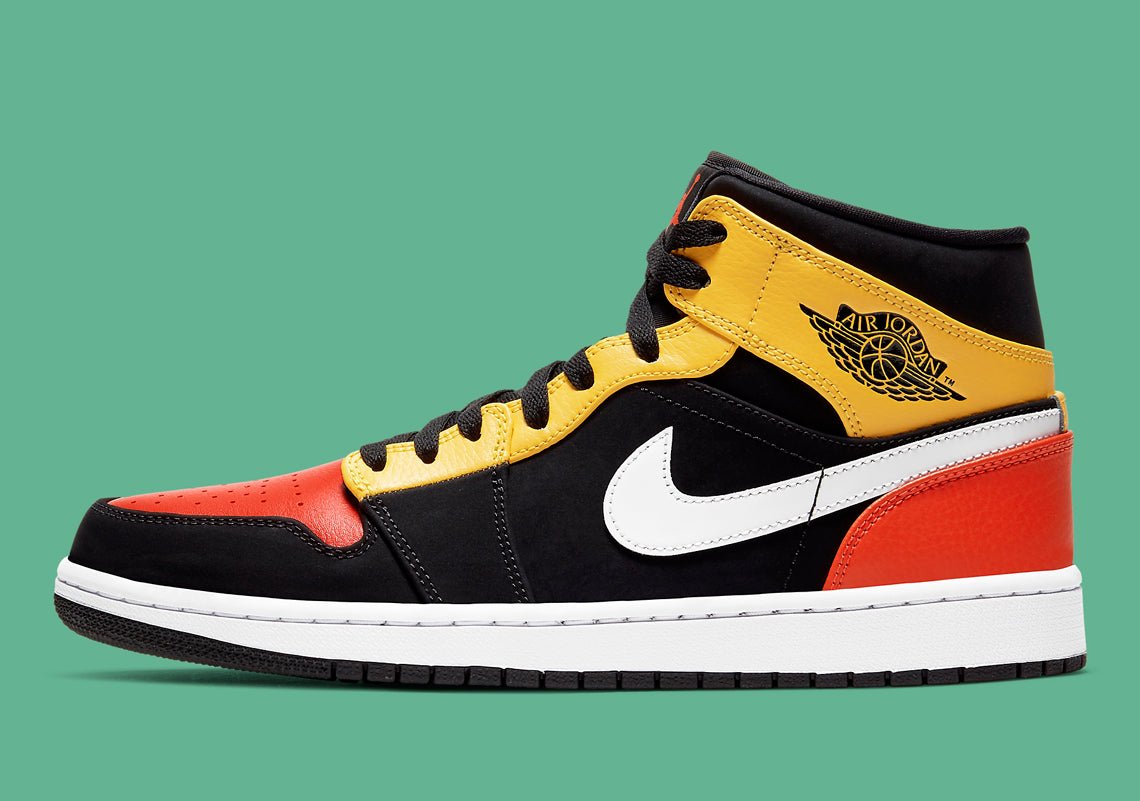 JORDAN 1 Mid - Amarillo Orange Sneakers - Black Unisex Streetwear Limited Edition