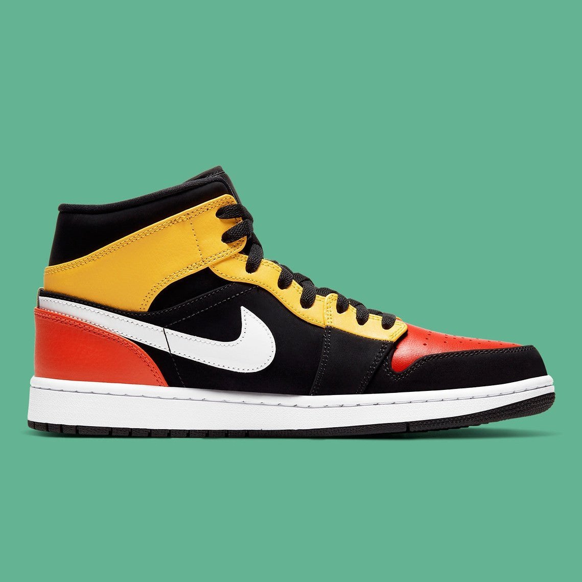 JORDAN 1 Mid - Amarillo Orange Sneakers - Black Unisex Streetwear Limited Edition