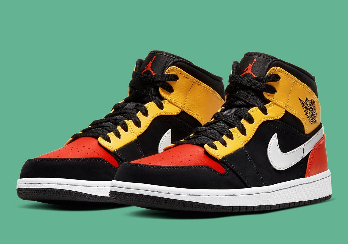 JORDAN 1 Mid - Amarillo Orange Sneakers - Black Unisex Streetwear Limited Edition