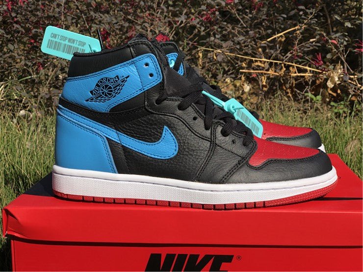 JORDAN 1 Retro High - Nc To Chi Leather Sneakers - Black Unisex Streetwear Limited Edition