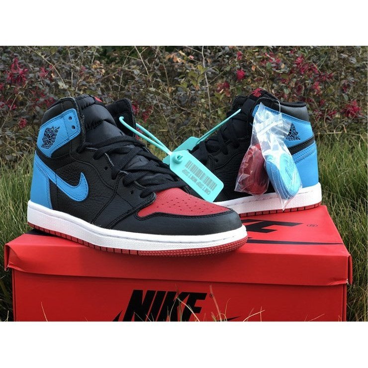 JORDAN 1 Retro High - Nc To Chi Leather Sneakers - Black Unisex Streetwear Limited Edition