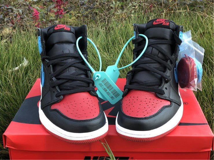 JORDAN 1 Retro High - Nc To Chi Leather Sneakers - Black Unisex Streetwear Limited Edition