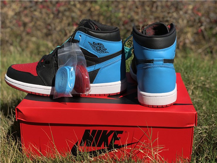 JORDAN 1 Retro High - Nc To Chi Leather Sneakers - Black Unisex Streetwear Limited Edition