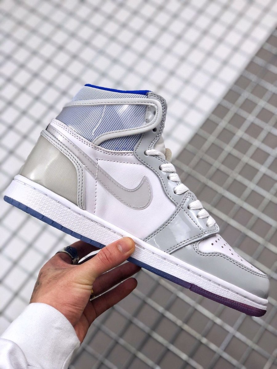 JORDAN 1 Retro High - Zoom Racer Blue Sneakers - White Unisex Streetwear Limited Edition