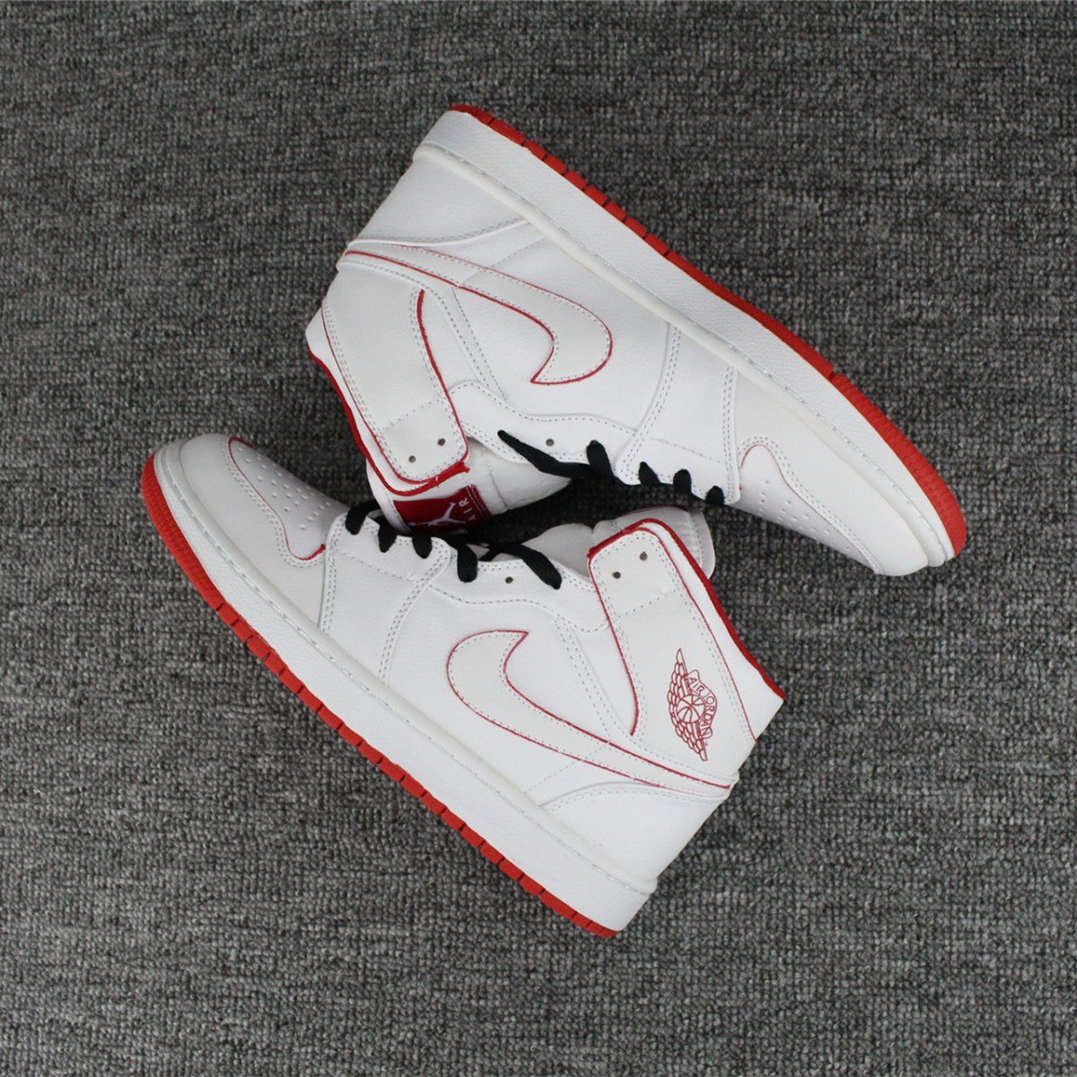 JORDAN 1 Retro Mid - White Gym Red Sneakers - Black Unisex Streetwear Limited Edition
