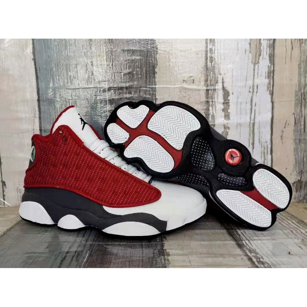 JORDAN 13 Retro - Gym Flint Grey Sneakers - Red Unisex Streetwear Limited Edition