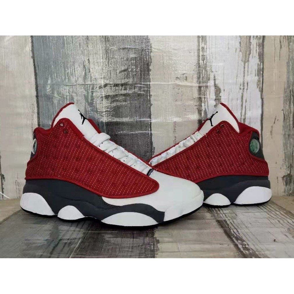 JORDAN 13 Retro - Gym Flint Grey Sneakers - Red Unisex Streetwear Limited Edition