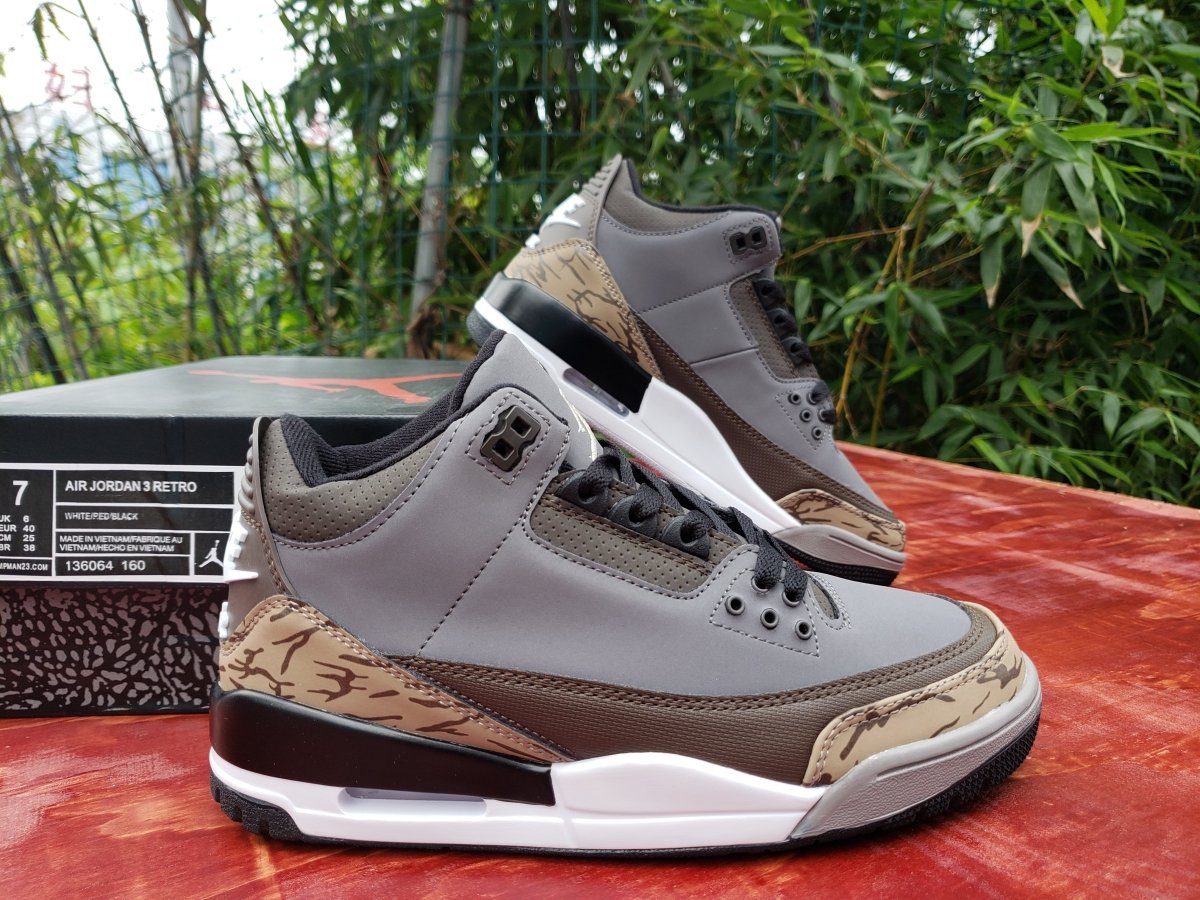 JORDAN 3 Retro - Cool Grey - Earth Sneakers - Brown Unisex Streetwear Limited Edition