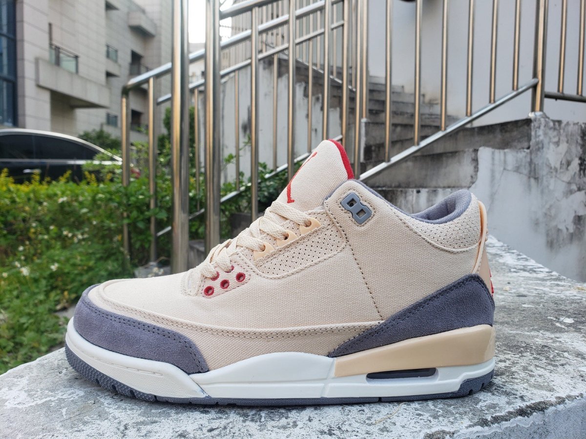JORDAN 3 Retro - Muslin Sneakers - Black Unisex Streetwear Limited Edition