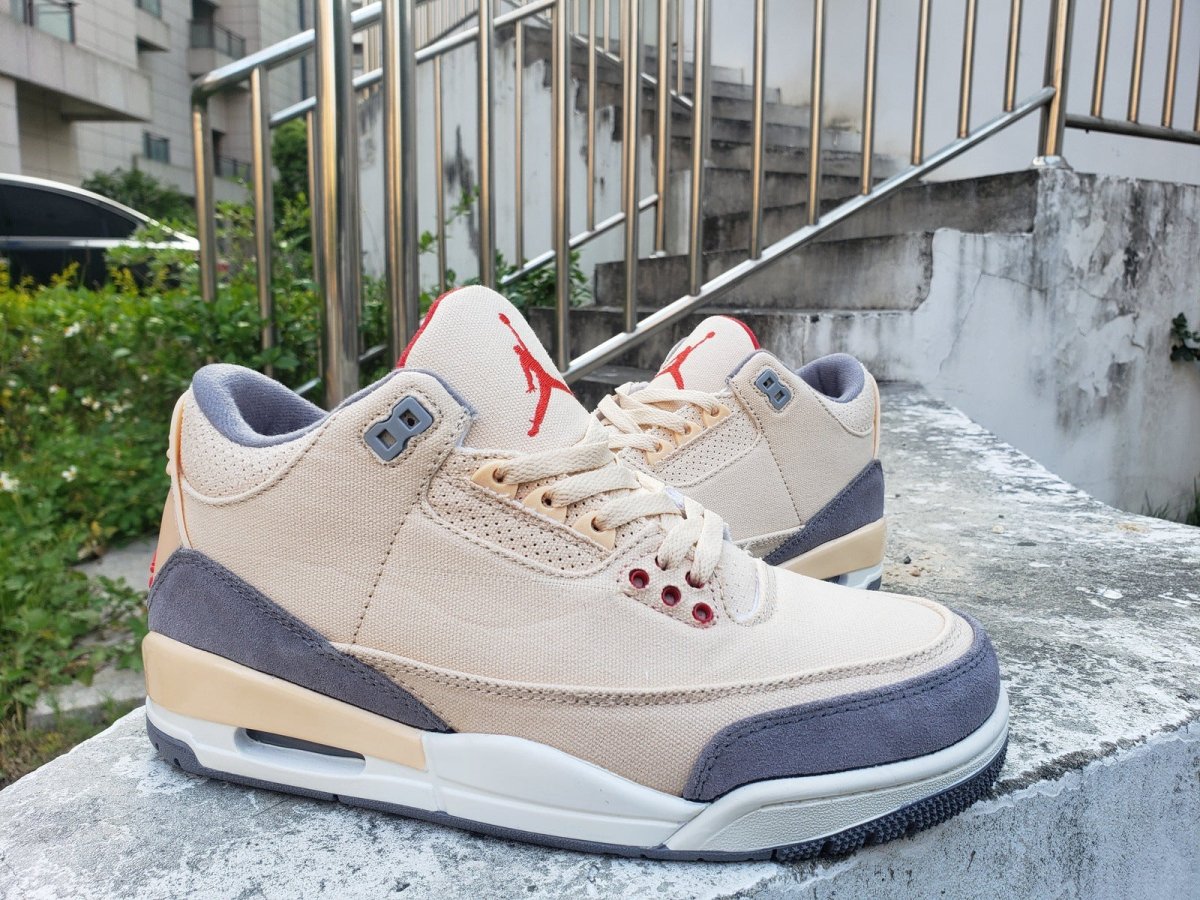 JORDAN 3 Retro - Muslin Sneakers - Black Unisex Streetwear Limited Edition