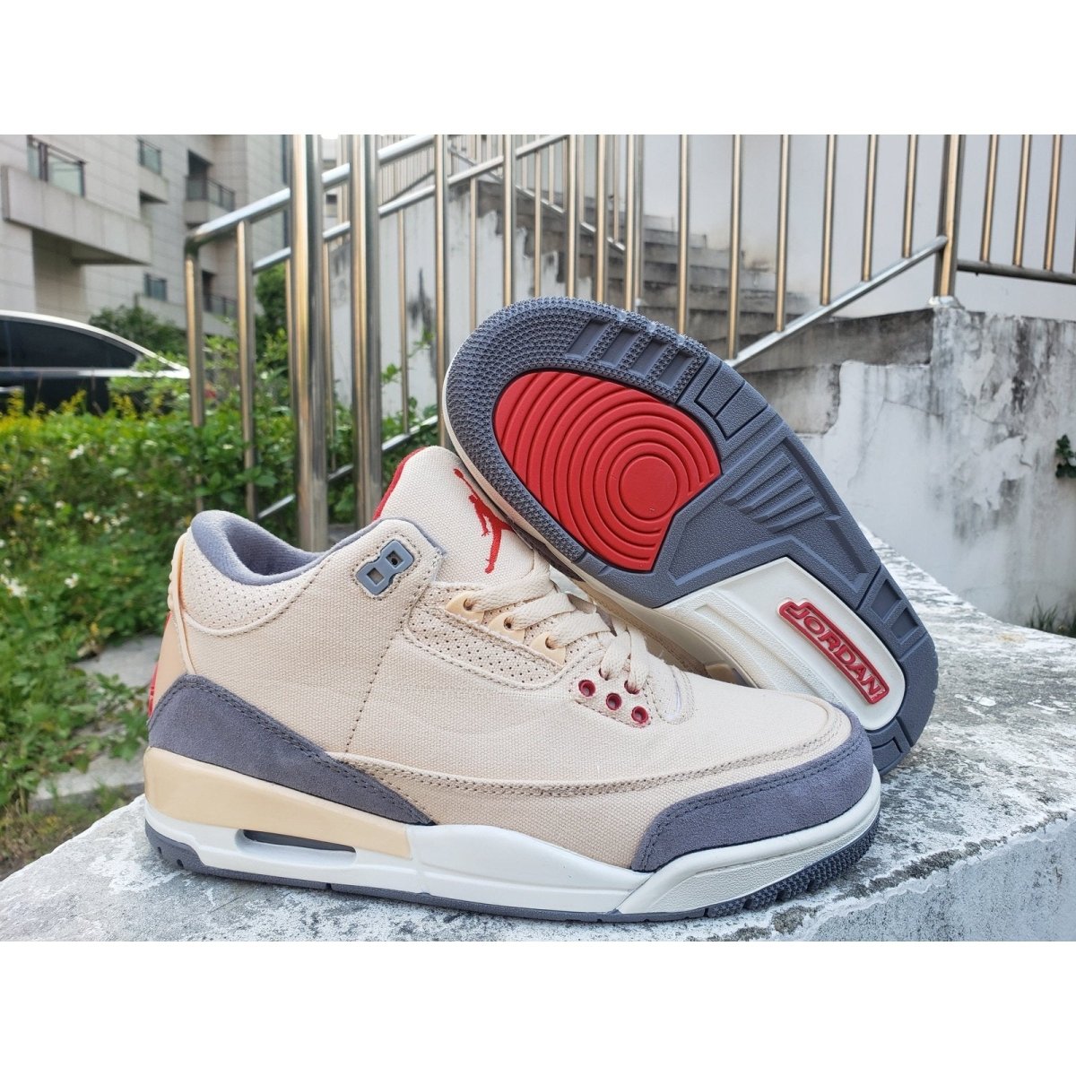 JORDAN 3 Retro - Muslin Sneakers - Black Unisex Streetwear Limited Edition