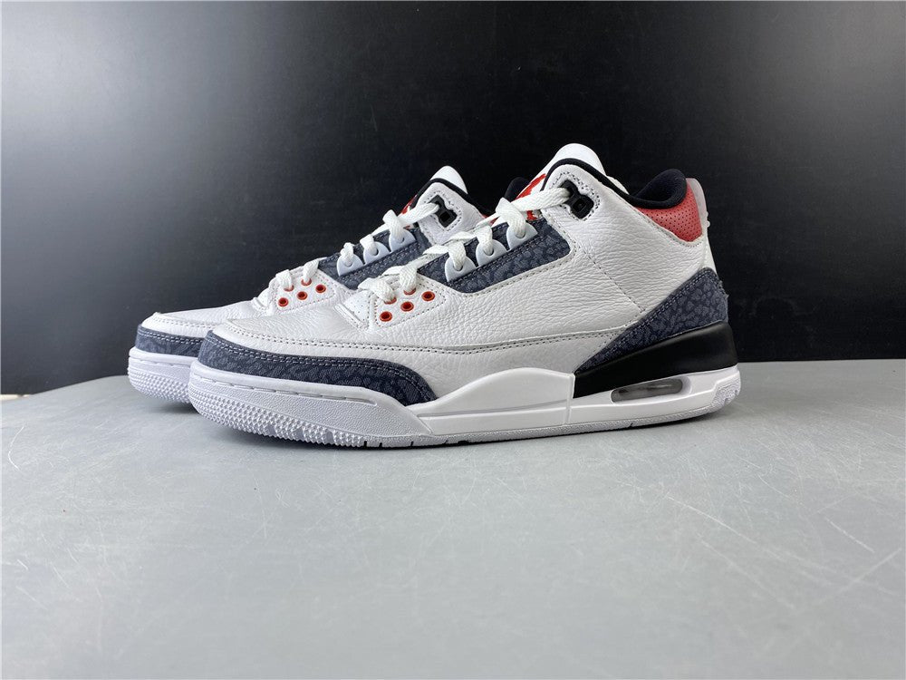 JORDAN 3 Retro - Se Fire Denim Sneakers - Red Unisex Streetwear Limited Edition