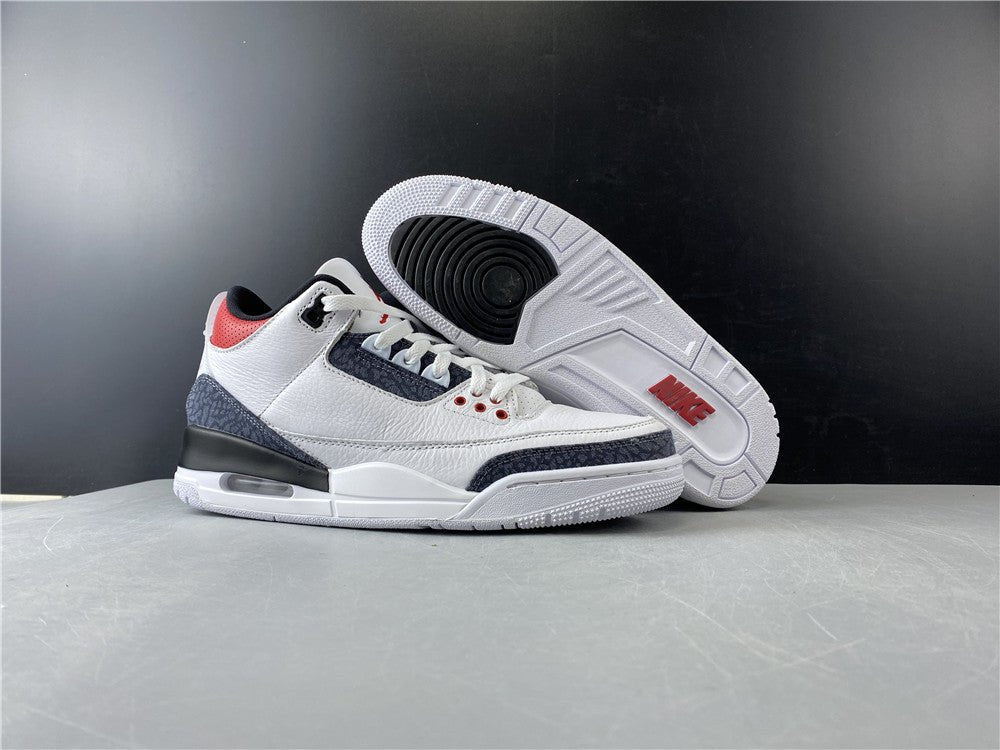 JORDAN 3 Retro - Se Fire Denim Sneakers - Red Unisex Streetwear Limited Edition