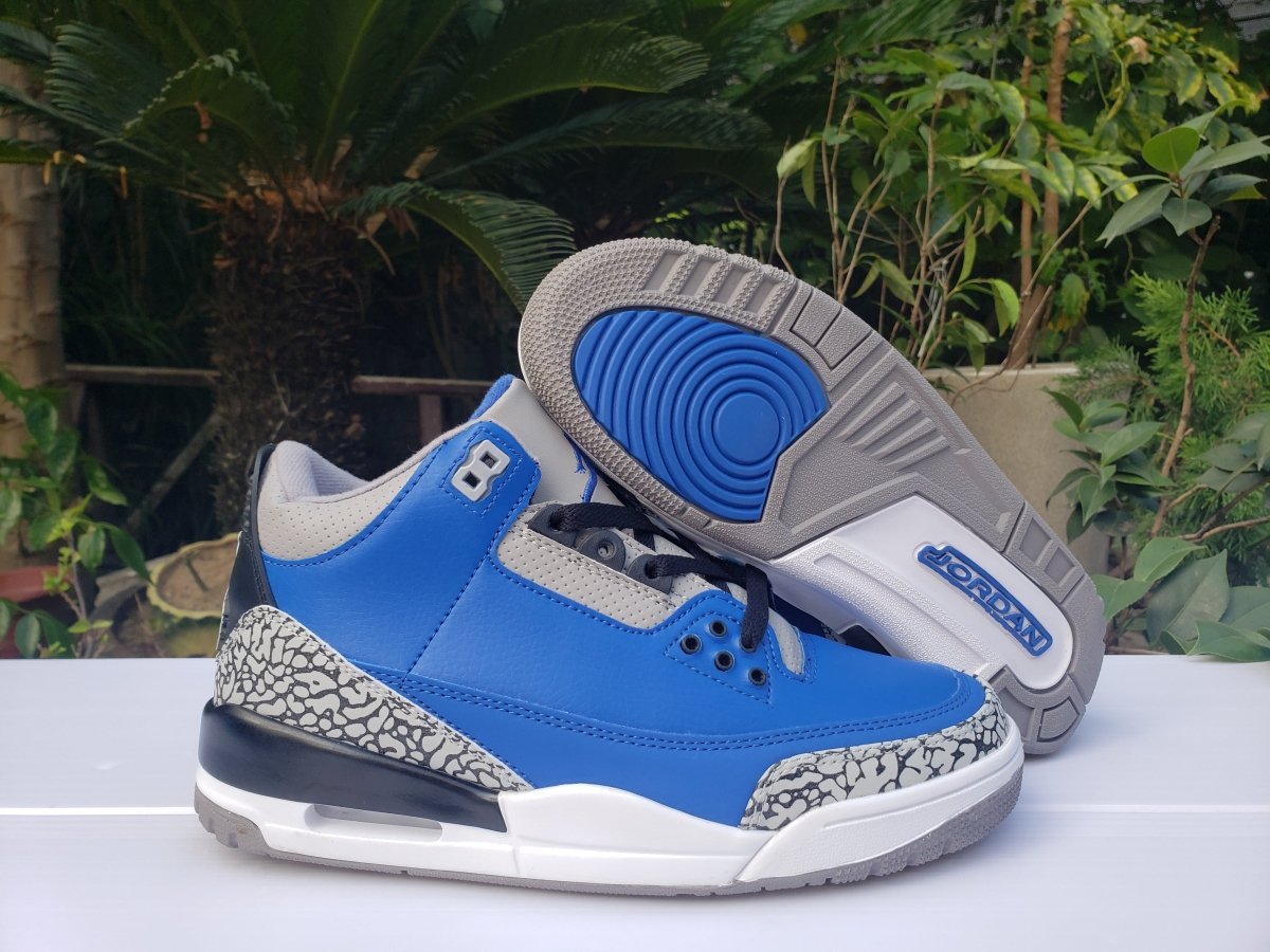 JORDAN 3 Retro - Varsity Royal Cement T-Shirt - Black Unisex Streetwear Limited Edition