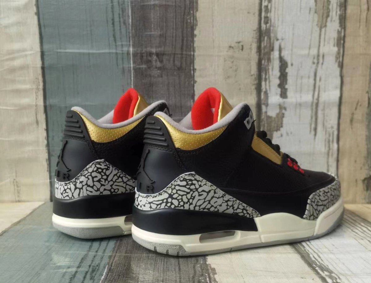 JORDAN 3 - Cement Gold Sneakers - Black Unisex Streetwear Limited Edition
