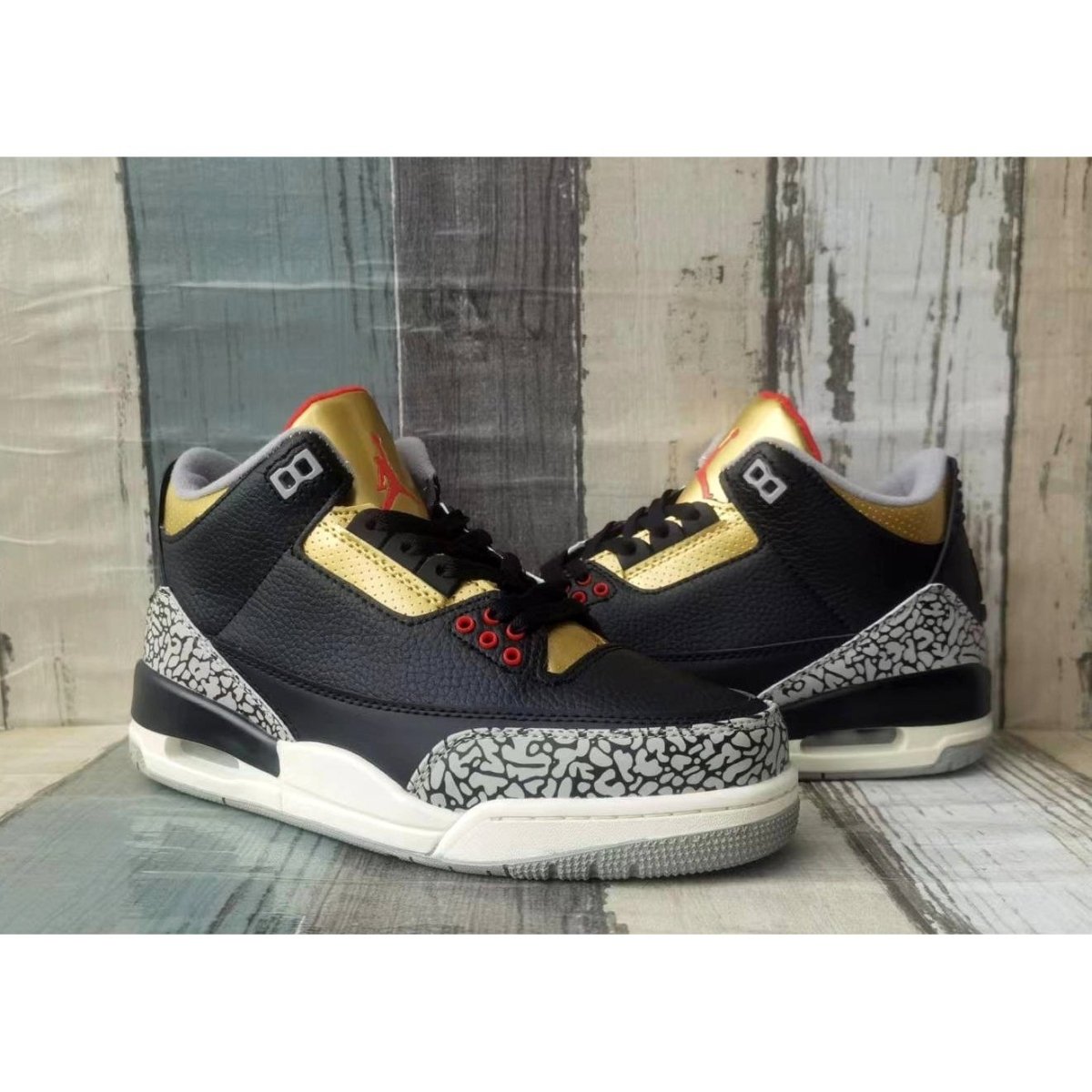 JORDAN 3 - Cement Gold Sneakers - Black Unisex Streetwear Limited Edition