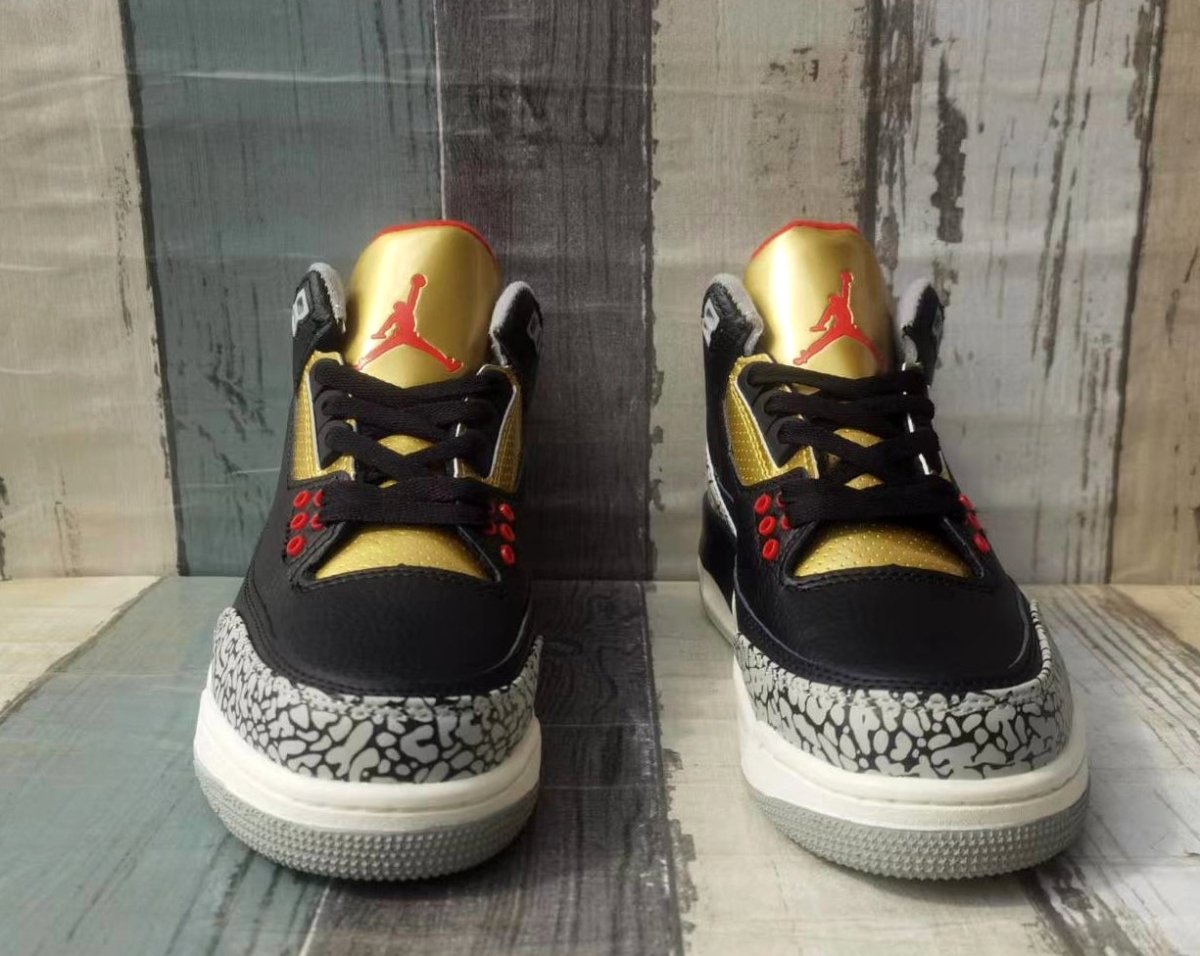 JORDAN 3 - Cement Gold Sneakers - Black Unisex Streetwear Limited Edition