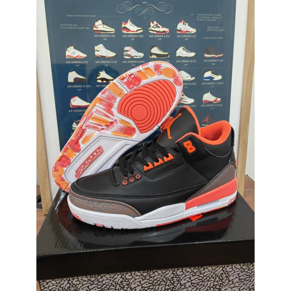 JORDAN 3 - Kumquat Sneakers - Black Unisex Streetwear Limited Edition