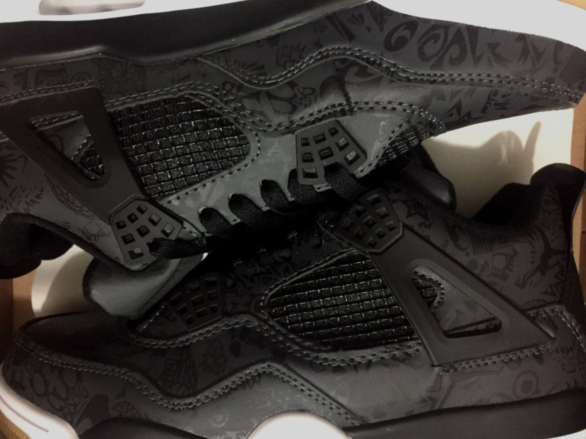 JORDAN 4 - Laser Gum Sneakers - Black Unisex Streetwear Limited Edition