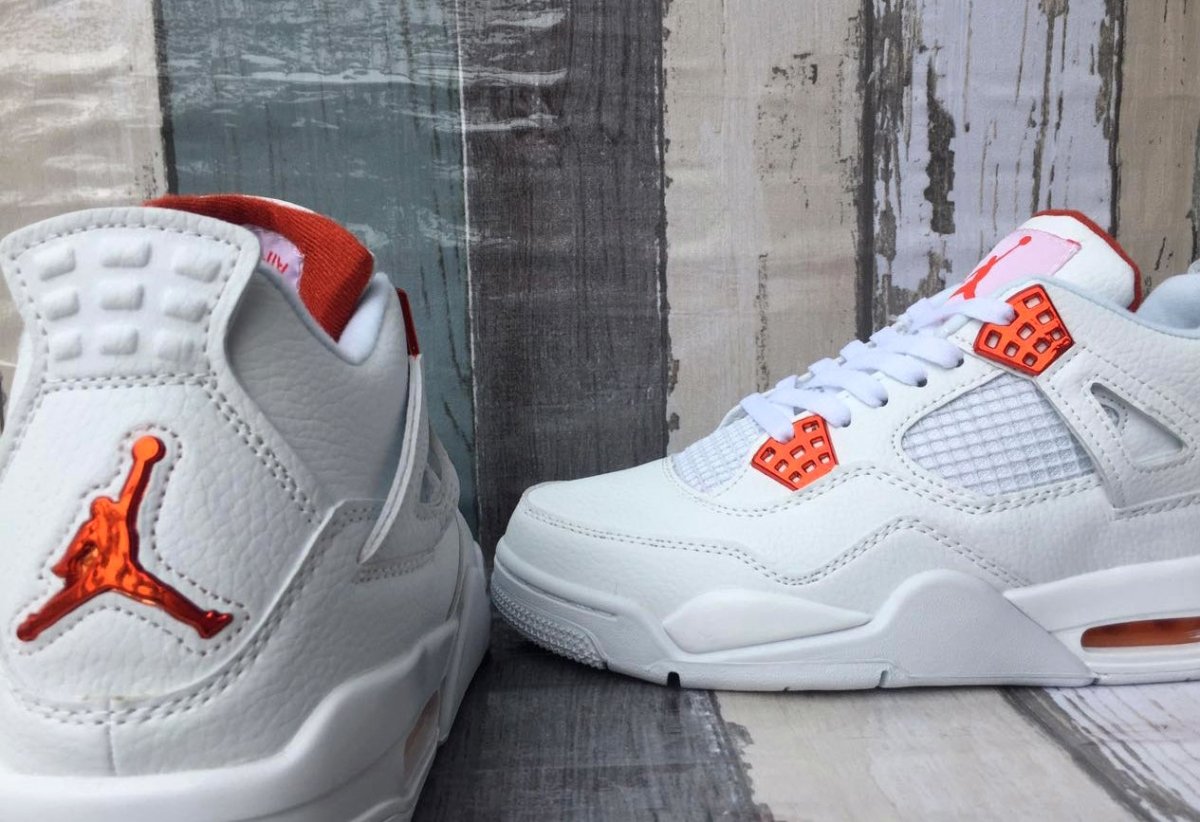 JORDAN 4 - Metallic Sneakers - Orange Unisex Streetwear Limited Edition