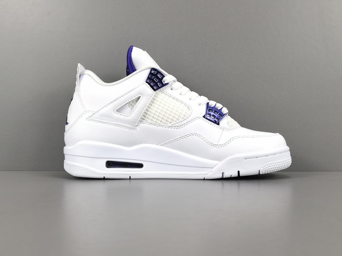 JORDAN 4 - Metallic Sneakers - Purple Unisex Streetwear Limited Edition - Introducing the Jordan 4 Metallic Purple, a captivating fusion of heritage and modern style. These