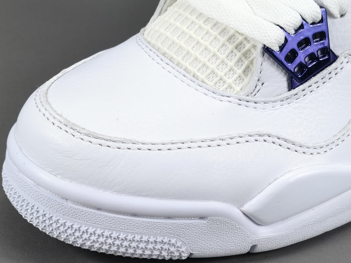 JORDAN 4 - Metallic Sneakers - Purple Unisex Streetwear Limited Edition - Introducing the Jordan 4 Metallic Purple, a captivating fusion of heritage and modern style. These