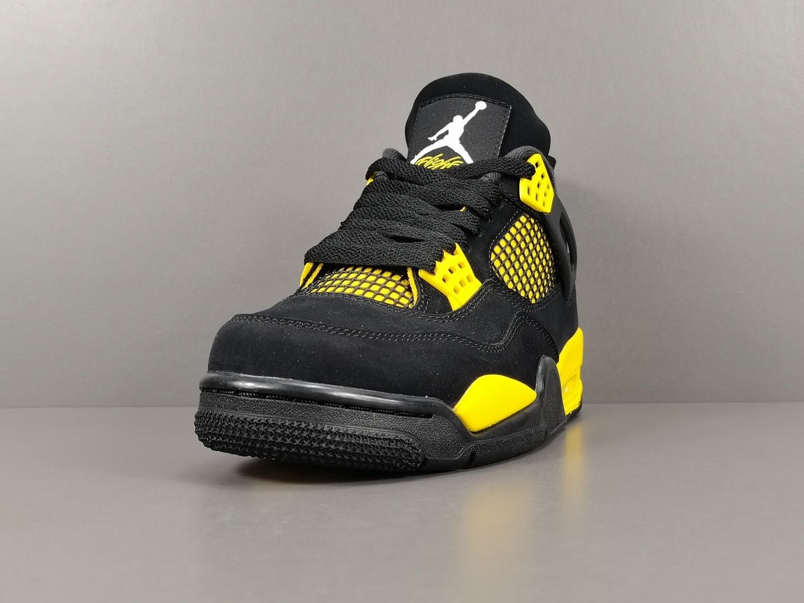 JORDAN 4 - Thunder Sneakers - Black Unisex Streetwear Limited Edition - Introducing the iconic Jordan 4 Thunder, a legendary sneaker that embodies the spirit of greatness