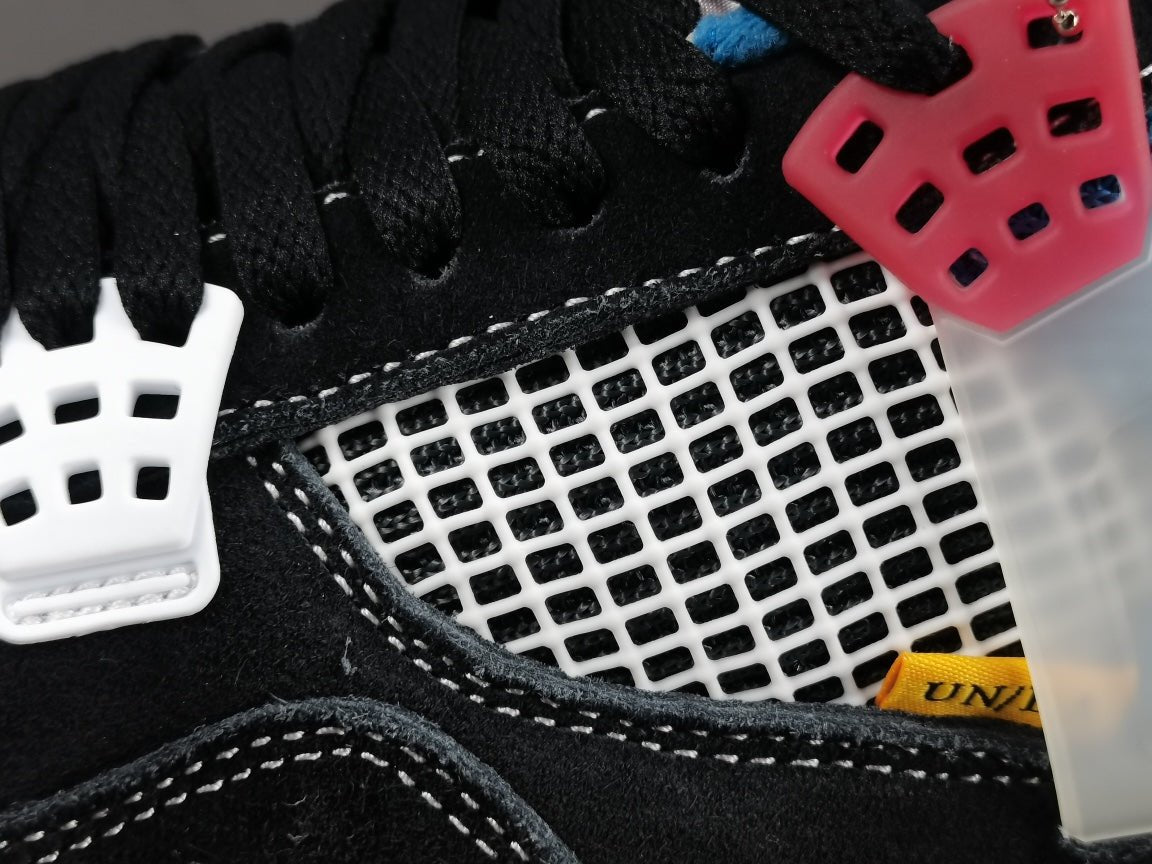 JORDAN 4 - Union Off Noir - Black Unisex Streetwear Limited Edition - The Jordan 4 x Union Off Noir is a highly sought-after collaboration between Jordan Brand