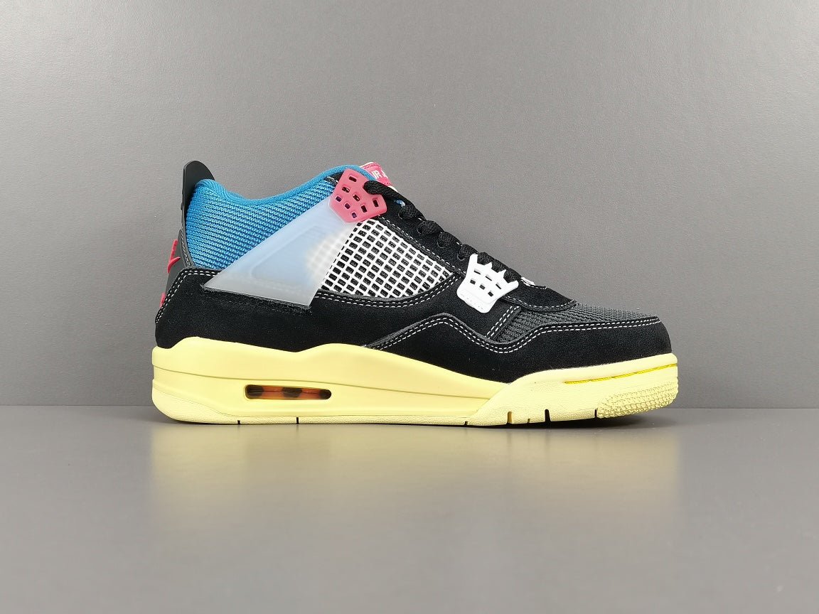JORDAN 4 - Union Off Noir - Black Unisex Streetwear Limited Edition - The Jordan 4 x Union Off Noir is a highly sought-after collaboration between Jordan Brand