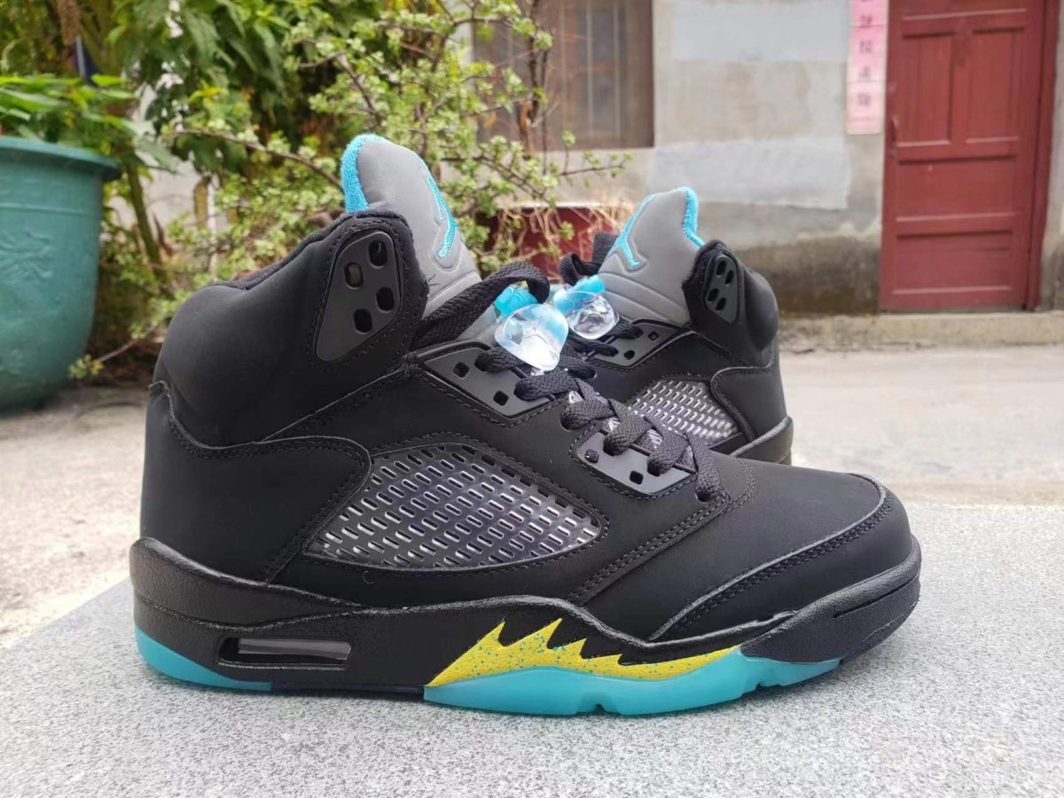JORDAN 5 Retro - Aqua Sneakers - Black Unisex Streetwear Limited Edition