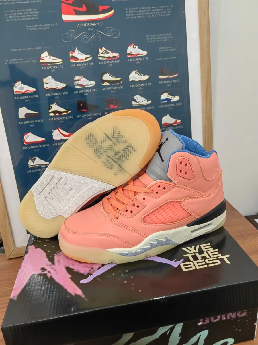 JORDAN 5 Retro - Dj Khaled We Are The Best Crimson Bliss Sneakers - Black Unisex Streetwear Limited Edition