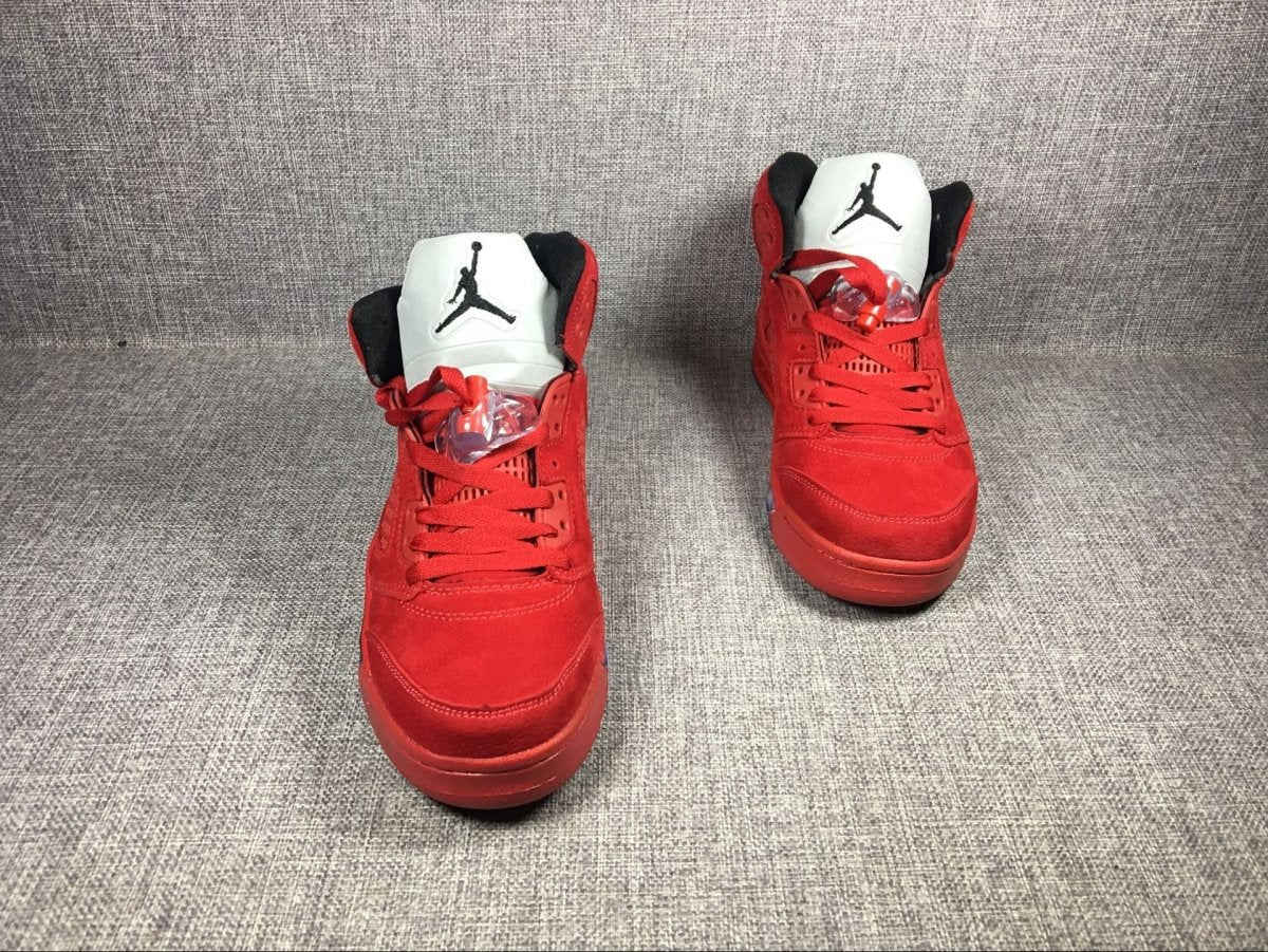 JORDAN 5 Retro - Suede Sneakers - Red Unisex Streetwear Limited Edition