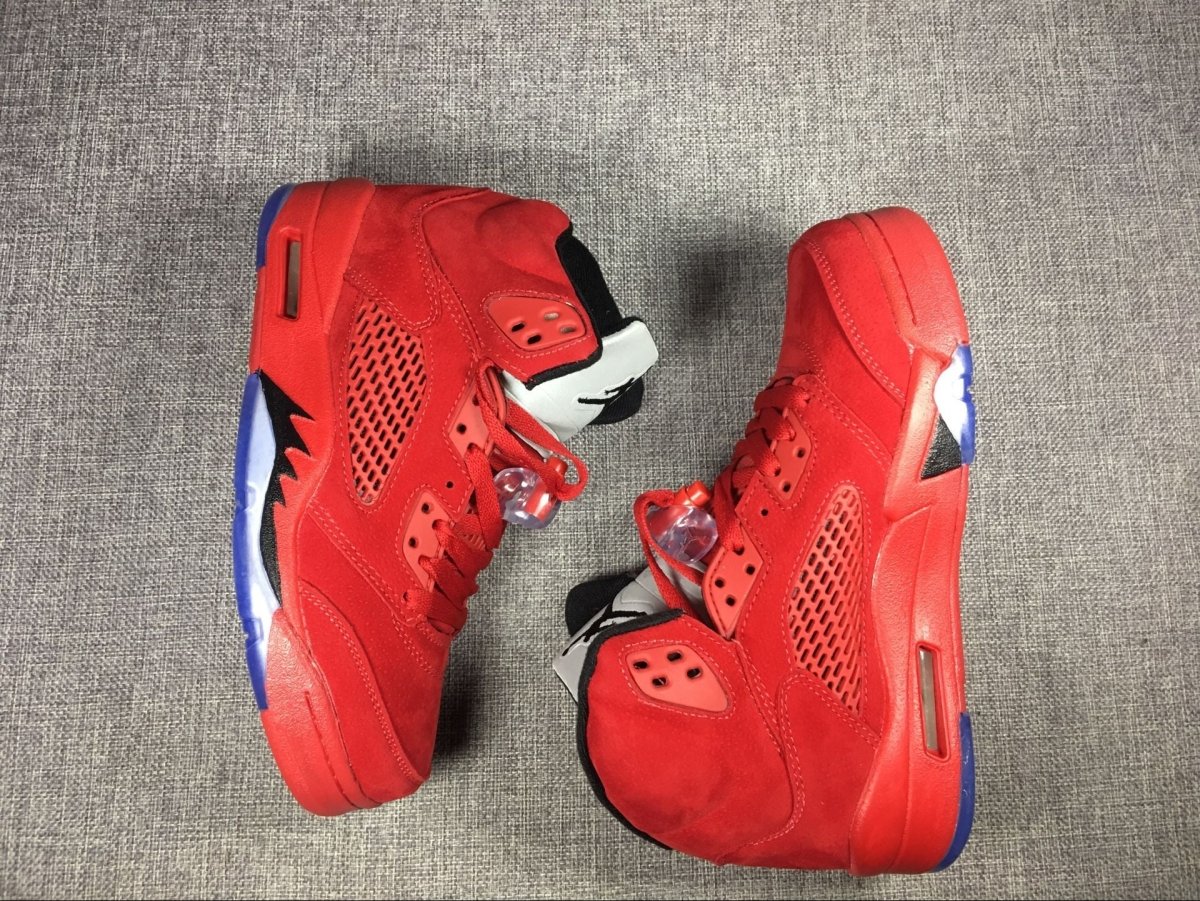 JORDAN 5 Retro - Suede Sneakers - Red Unisex Streetwear Limited Edition