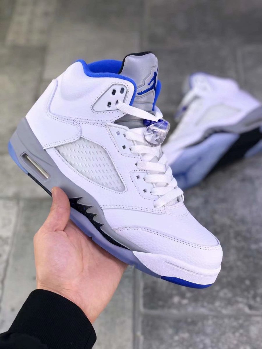 JORDAN 5 Retro - Stealth Sneakers - White Unisex Streetwear Limited Edition