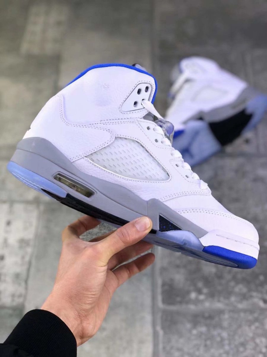 JORDAN 5 Retro - Stealth Sneakers - White Unisex Streetwear Limited Edition
